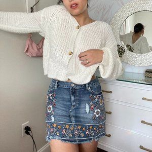 Altar'd State Embroidered Mini Jean Skirt